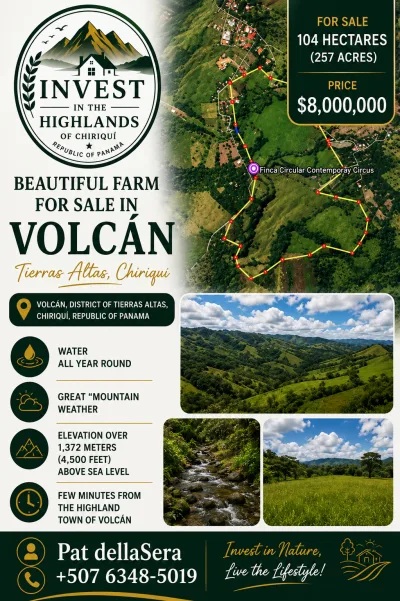 Beautiful farm for sale in Volcan, Tierras Altas, Chiriqui